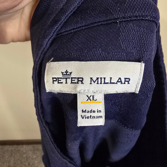 Men's Peter Millar Navy Blue Camo 1/4 Zip Golf Performance Pullover | Size XL - Picture 7 of 8
